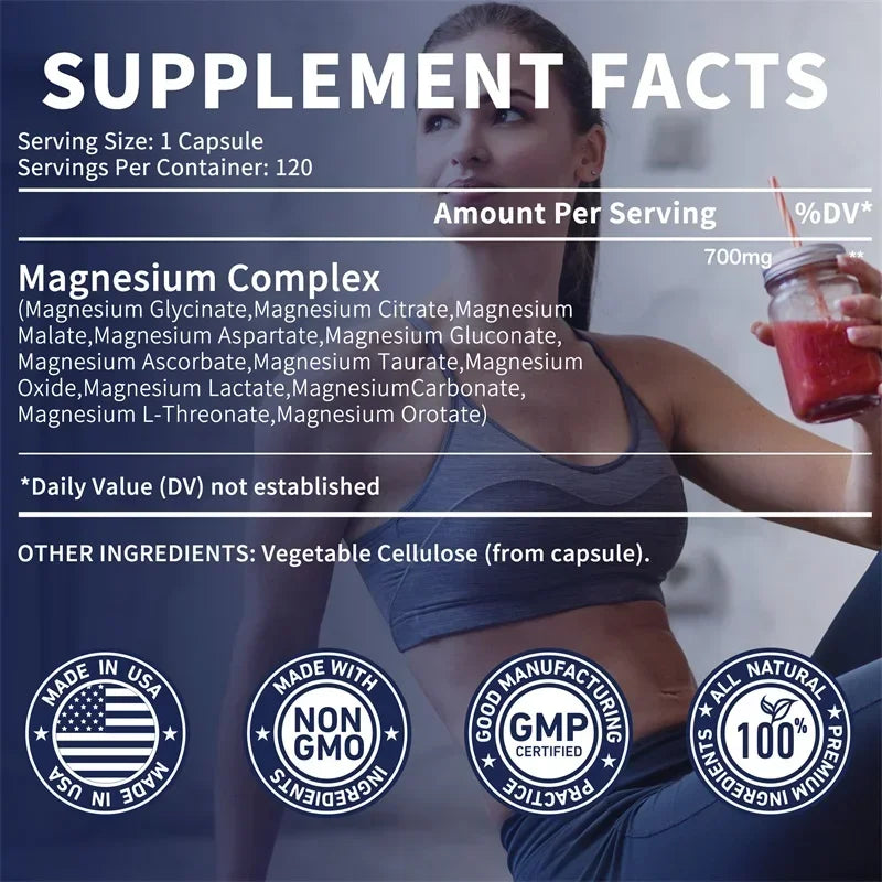 Magnesium Complex Capsules - Relieve Nerve Stress And Muscle Contraction, Support Bone And Immune Function
