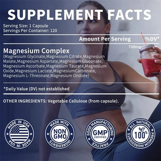Magnesium Complex Capsules - Relieve Nerve Stress And Muscle Contraction, Support Bone And Immune Function