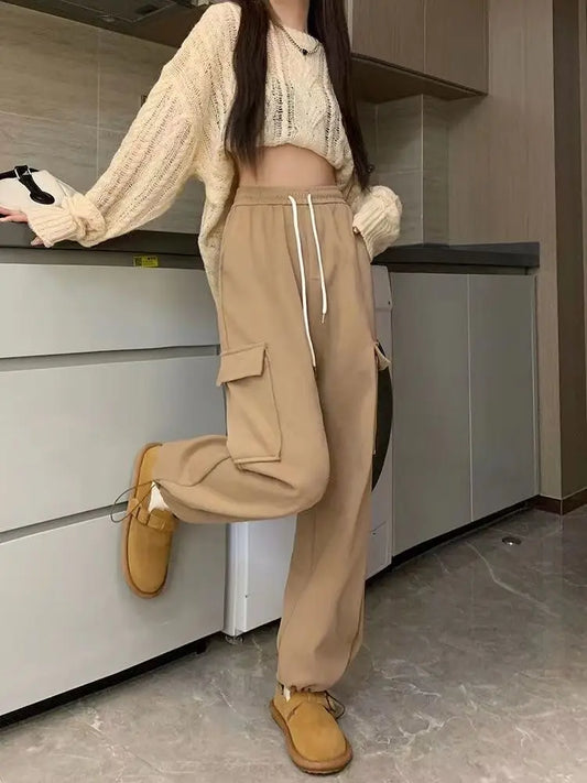 Women's  New  High Waist Loose Slim Wide Leg Pants for Workwear Trousers Casual Leggings