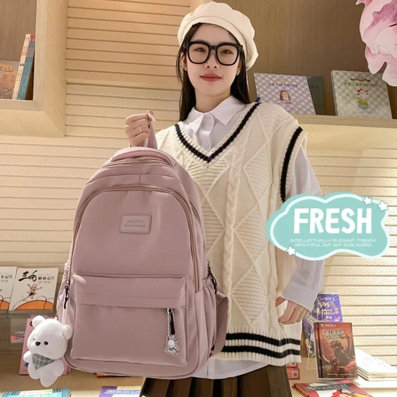 Women Fashion College Backpack Lady High Capacity Waterproof Trendy Women Laptop School Bags Cute Girl Travel Book Bag