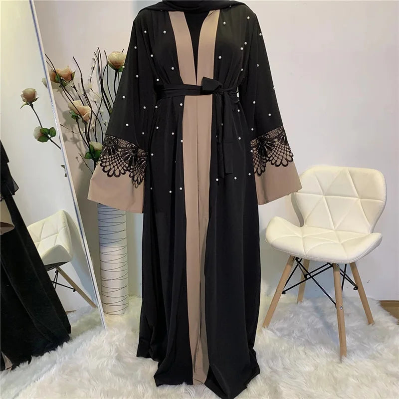 Abaya Dubai Femme Luxury Gold Rhinestones Muslim Dress Abayas Women Kaftan Islamic