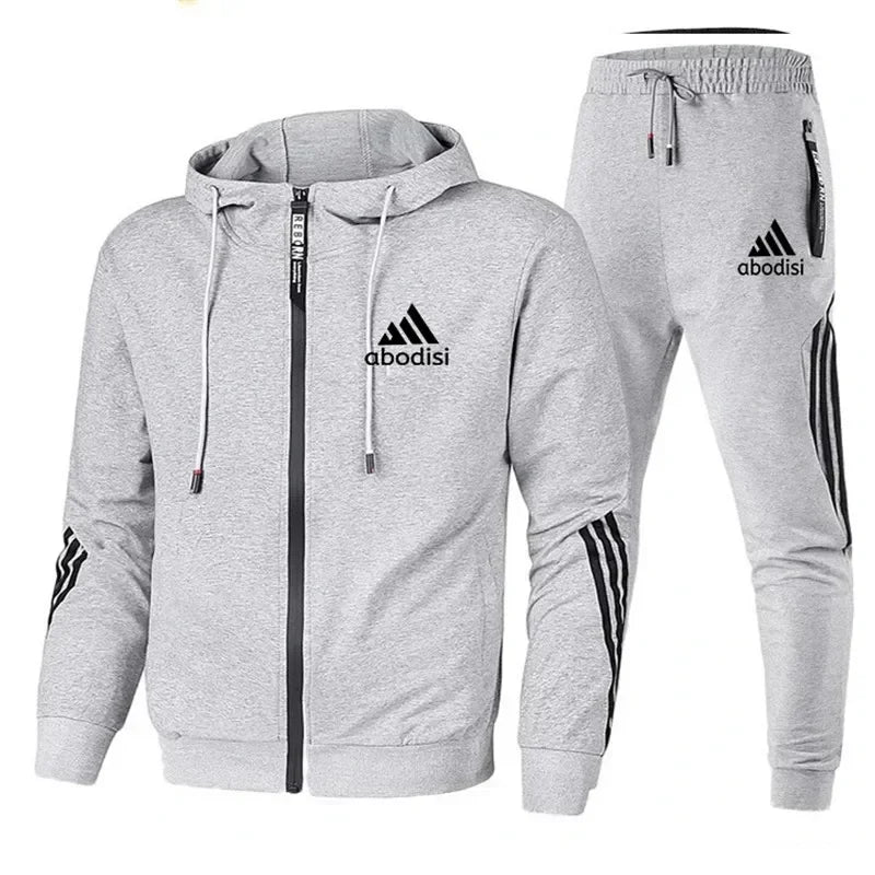 Men's Sets Spring Casual Sportswear Suit Men's Hoodie and Trousers Two-piece Zippered Hooded Sweatshirt Sweatpants Men's Suit
