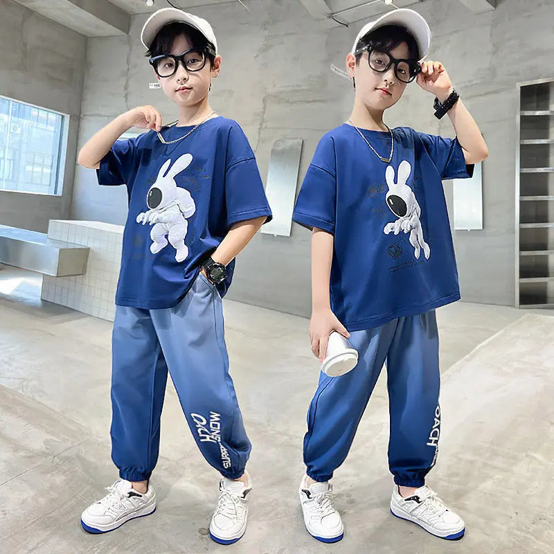 Boys New Summer Clothing Sports Sets Cartoon T Shirt+Long Pants 2pcs Suits Boys Tarcksuit Clothes kids
