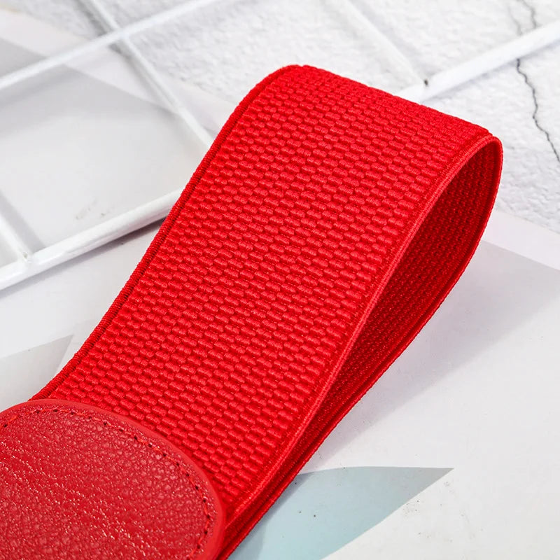 New Elastic Wide Women Belt Golden Shuang Huan Kou Girdle for The Ladies Shirt Sweater Dress Decoration Strap