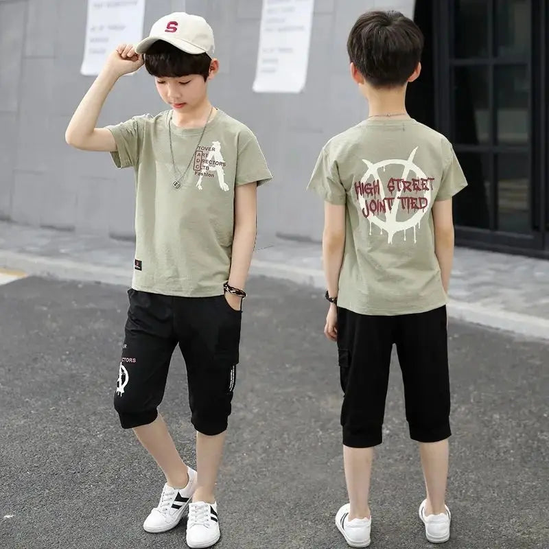 Boys Short Sleeve T Shirt +Short Pants Kids Suit Summer Boys Clothes Casual Children Clothing Sets