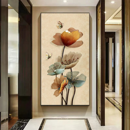 Retro Butterfly Flower Canvas Paintings Wall Art Pictures Chinese Style Vintage Poster And Prints  for Living Room Aisle Decor