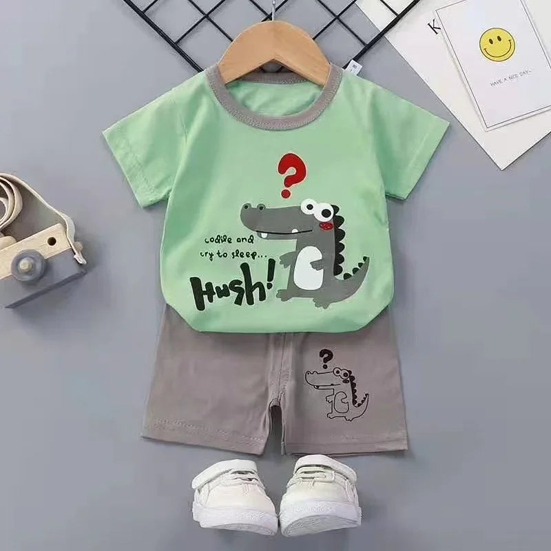 Children's 2PCS Sets mother Kids Clothes Boys Girl T-shirt Shorts Summer Cotton Short sleeve Baby Children Clothing Toddler Suit