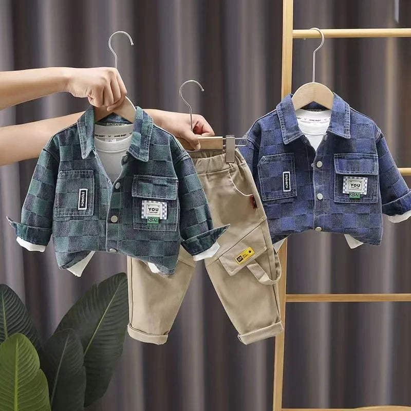 Kid Boys Autumn Suit New Spring Autumn Children Sets Children Clothing Boys Jacket +T-shirt Pants 3 PCS