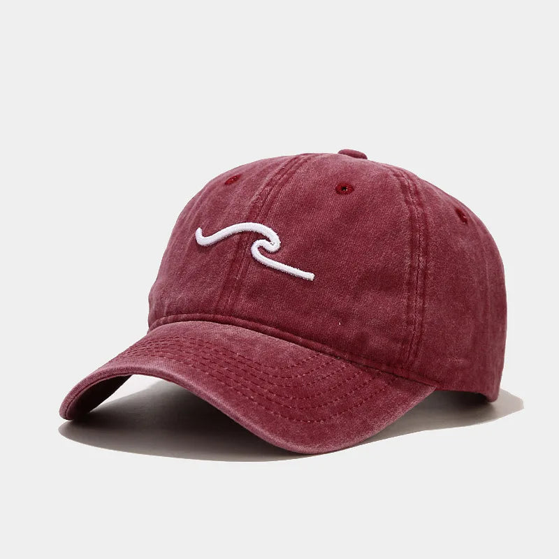 Washed Cotton Dad Hat For Men Women Wave Embroidery Baseball Cap Fashion Hip Hop Caps Riding Cap Hat Sports Cap Bone Garros
