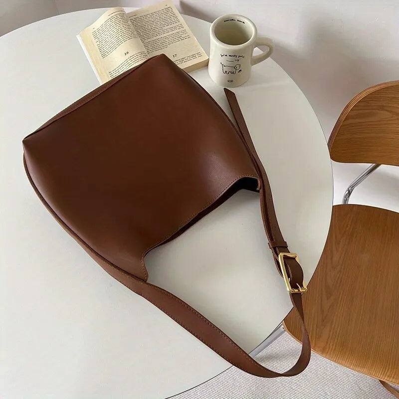 Women Shoulder Bag Solid Fashion Handbag Crossbody Bag Women's Minimalist PU Leather Bag