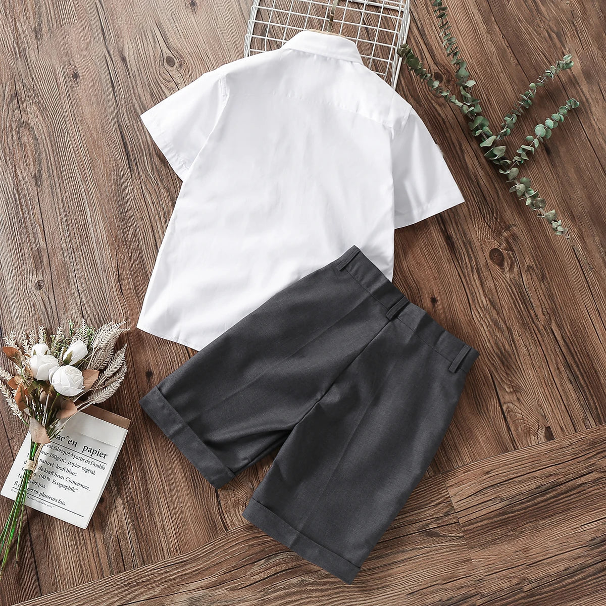 Summer  Kids Shirts for Boys White Blouses Short Sleeve Children Costumes Teenagers Preppy Tops 8 10 12 14 Years