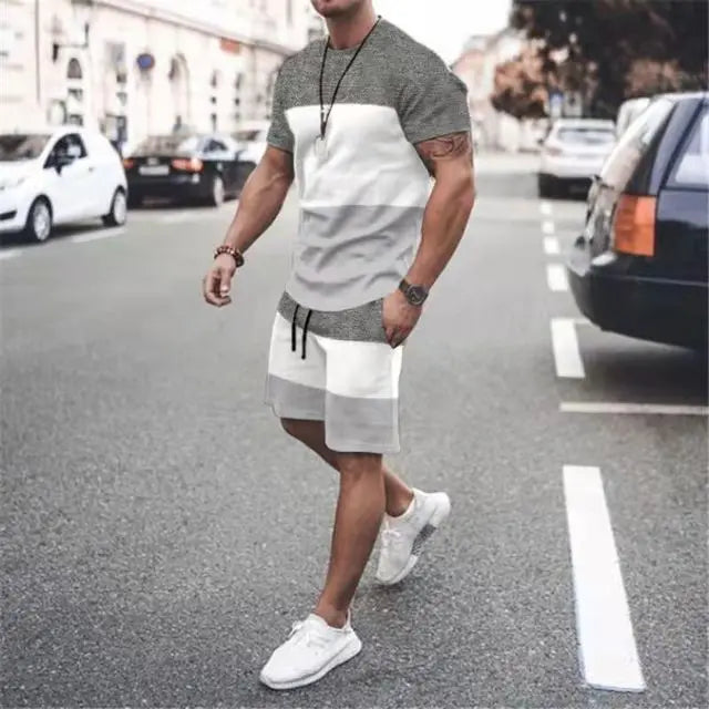 Casual Men's T-shirt Set Sportswear For Male Oversized Clothing Short Sleeve Shorts Suit Men T-shirt Suit Summer Beach Shorts