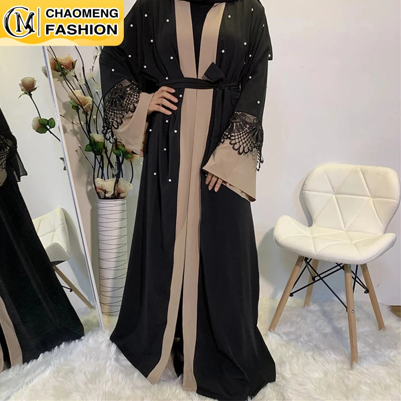 Abaya Dubai Femme Luxury Gold Rhinestones Muslim Dress Abayas Women Kaftan Islamic