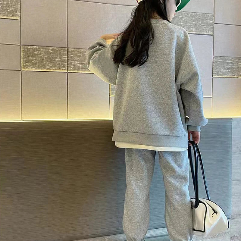 Autumn Girls' Spring Wear Sweater Set  New Medium and Big Children's Leisure Clothing Suit Girls' Fashion Kids Sports Set
