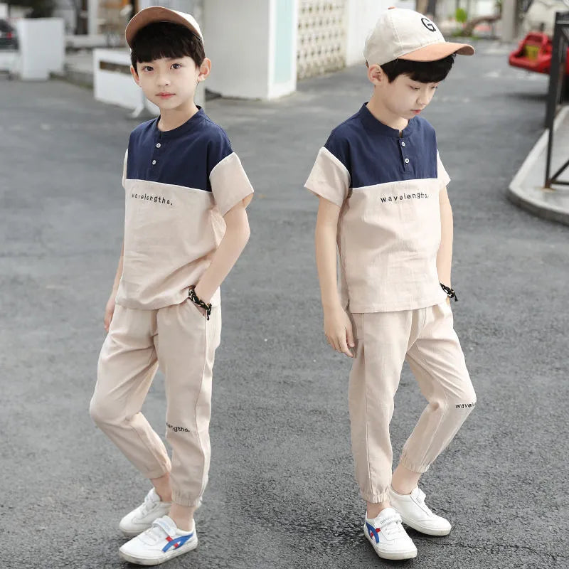 New Summer Boys Clothing Sets Children T-shirt Short Sleeve +Pants Set Two Pieces Set Kids Baby Boys Clothes 6 8 10 Years Old