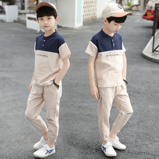 New Summer Boys Clothing Sets Children T-shirt Short Sleeve +Pants Set Two Pieces Set Kids Baby Boys Clothes 6 8 10 Years Old