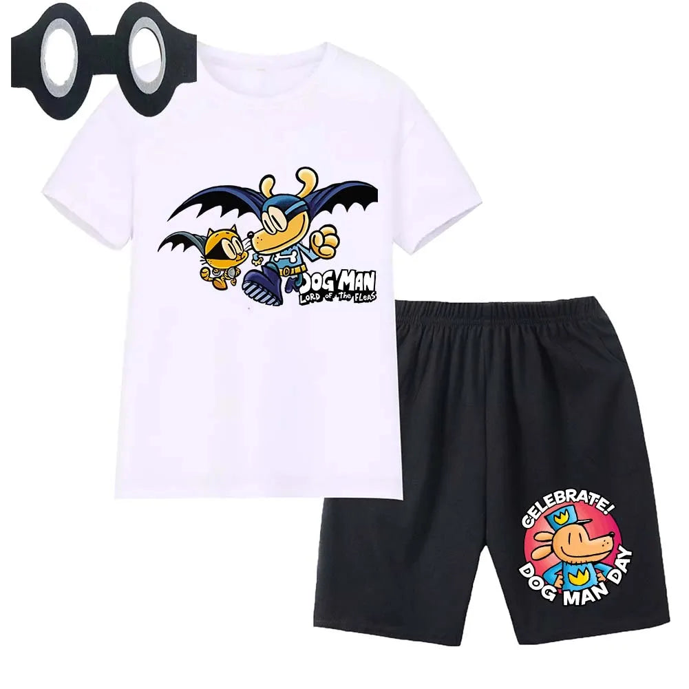 Hot Sale Cartoon Kids TShirt Shorts Mask 3PCS Captain Underpants DogMan Baby Boys Girls Clothe Summer Children Cotton T-Shirt