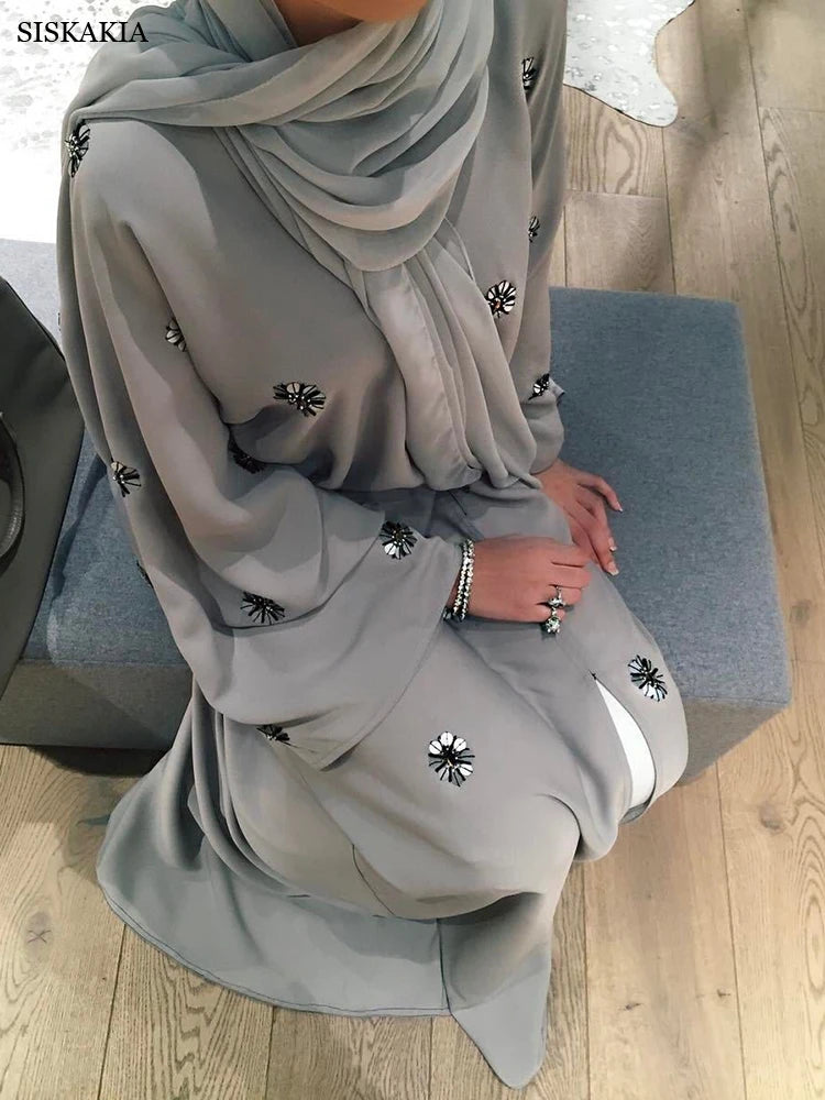 Dubai Abaya Muslim Fashion Handmade Sequins Embroidered Cardigan Robe Marocain Turkish Islamic Kimono Ramadan Eid luxury