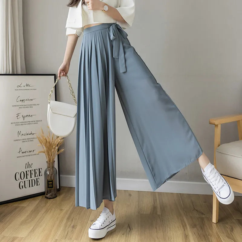 Spring Summer, Women Chiffon Trousers High Waist Pants