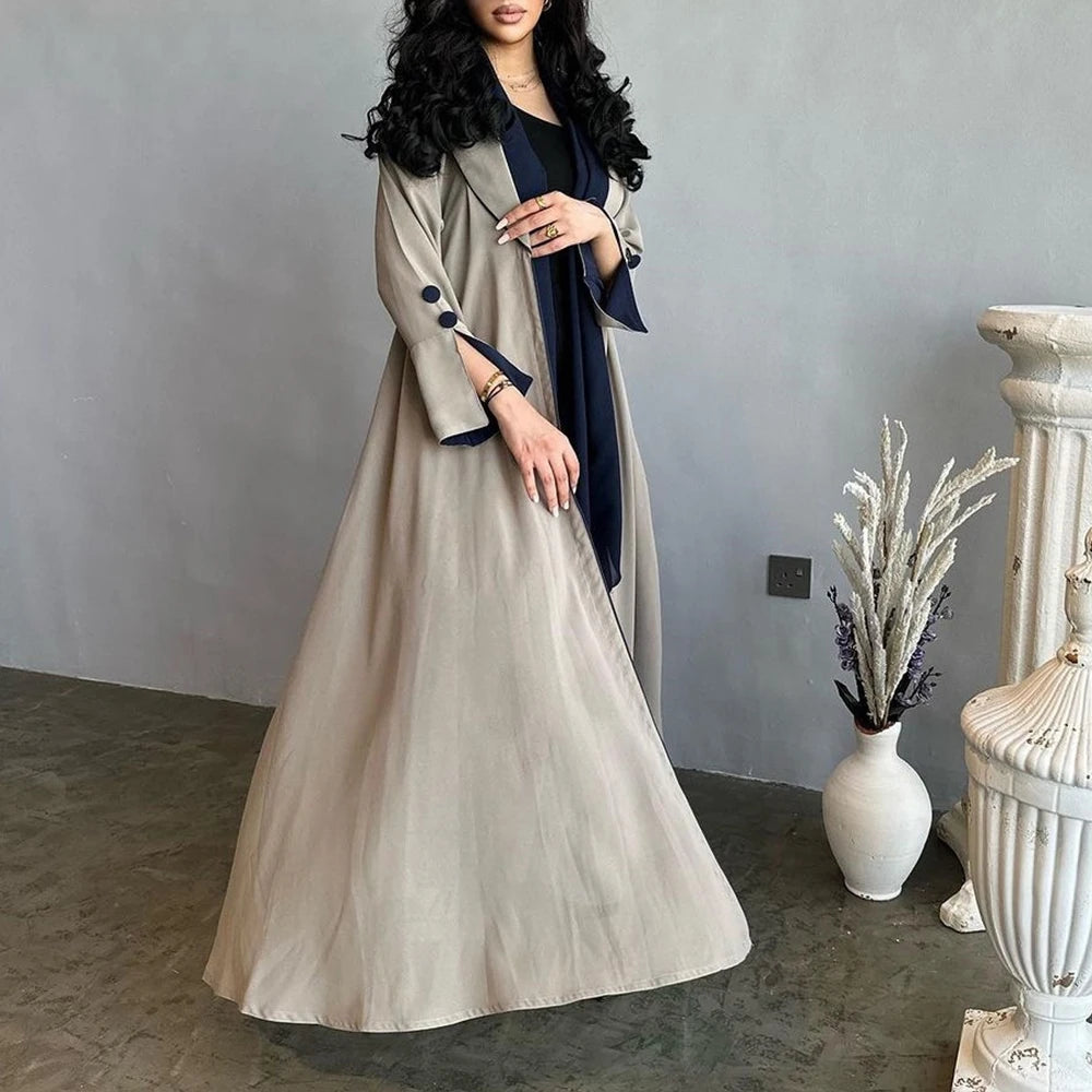 Elegant Button Split Sleeve woman Muslim Abaya