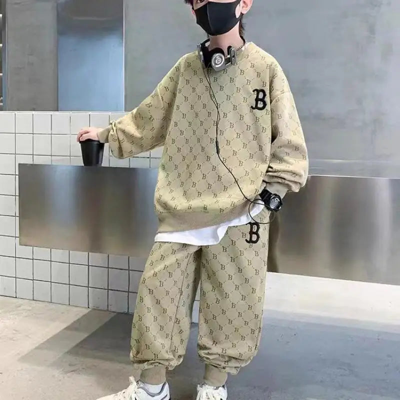Autumn Fashion Children Suits Kids Clothes Boy Round Neck Sweatshirt and Pants 2Pcs Outfit Sets Junior Kids Sports Tracksuit