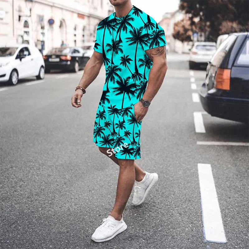 Summer Men’s T-Shirt Set Spades King 3D Print Short Sleeve+Sports Shorts 2Piece Suits Men’s Sportswear O-Neck Oversized Outfits