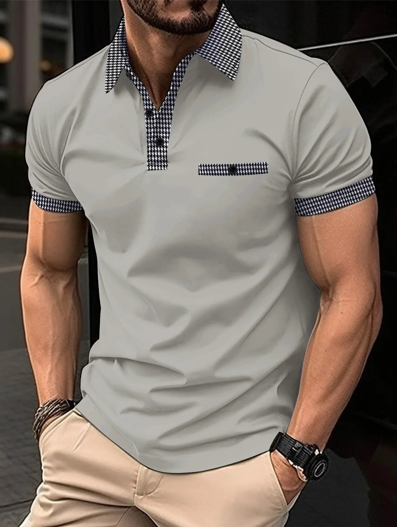 Summer New Men's Casual Short-Sleeved Polo Shirt Office Fashion Stand Collar T-Shirt Men's Breathable Polo Shirt Men's Clothing
