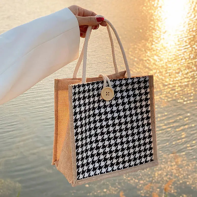 Linen Fashion Ins Large Capacity Food Storage Tote Bag Functional Portable Travel Picnic Outdoor Lady New
