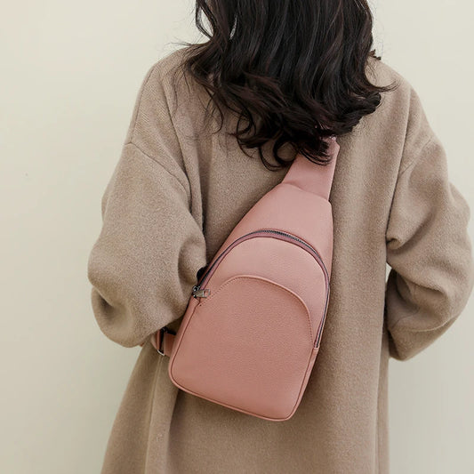 Women Bag Shoulder Bags for Woman Solid Color Single Strap Zipper Quality PU Leather Chest Bags Ladies Simple Fashion Bolsas