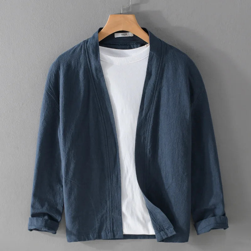 Casual Linen Long-sleeved Mens Jacket Chinese Style Trend Casual Loose Literary Shirts for Men