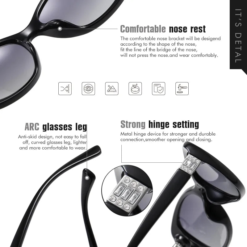 New Luxury Brand Diamond Gradient lens Sunglasses Women Polarized Glasses Driving Anti-glare Sun Glasses oculos de sol feminino
