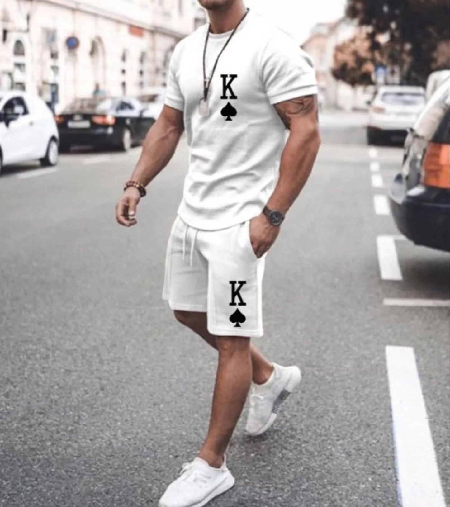 Summer Men’s T-Shirt Set Spades King 3D Print Short Sleeve+Sports Shorts 2Piece Suits Men’s Sportswear O-Neck Oversized Outfits