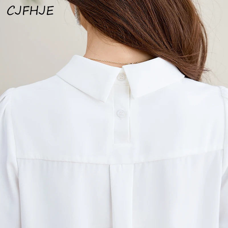Long Sleeve White Chiffon Shirts Women New Spring Fall Korean Satin Blouse