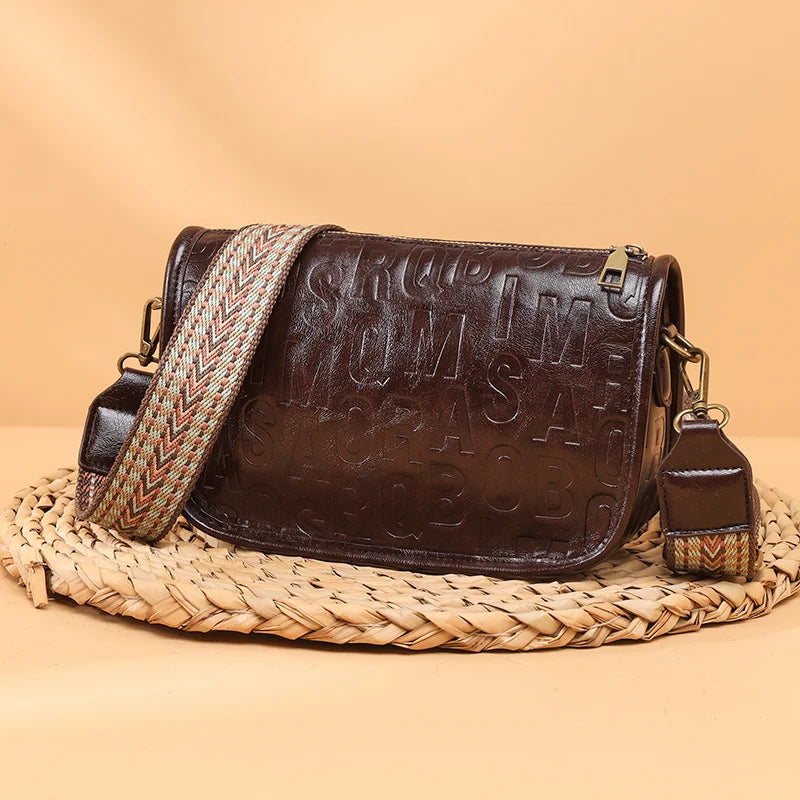 High Quality  Leather Shoulder Crossbody Bag For Women  Vintage Oil Wax Leather Ladies Handbag Small Female Bag