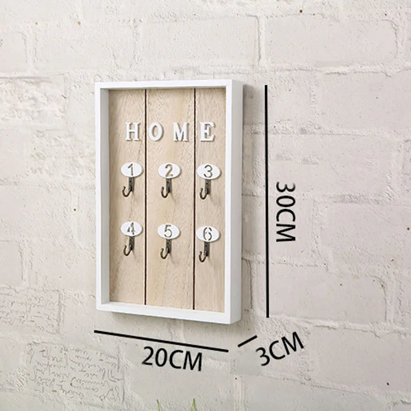 Wooden Key Holder with 6 Hooks for Hanging Keychain decorative Wall Mounted Shelf Home Sundries Organizer Living Room Decoration