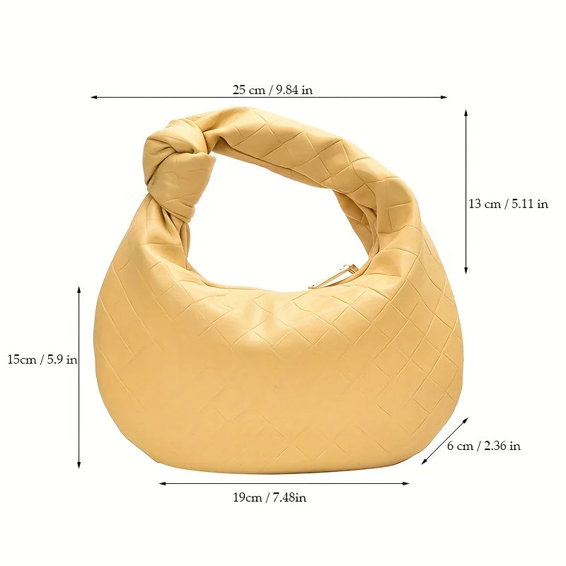 Mini Knotted Crescent Hobo Bag, Solid Color Shoulder Women's All-Match Handbag & Purse