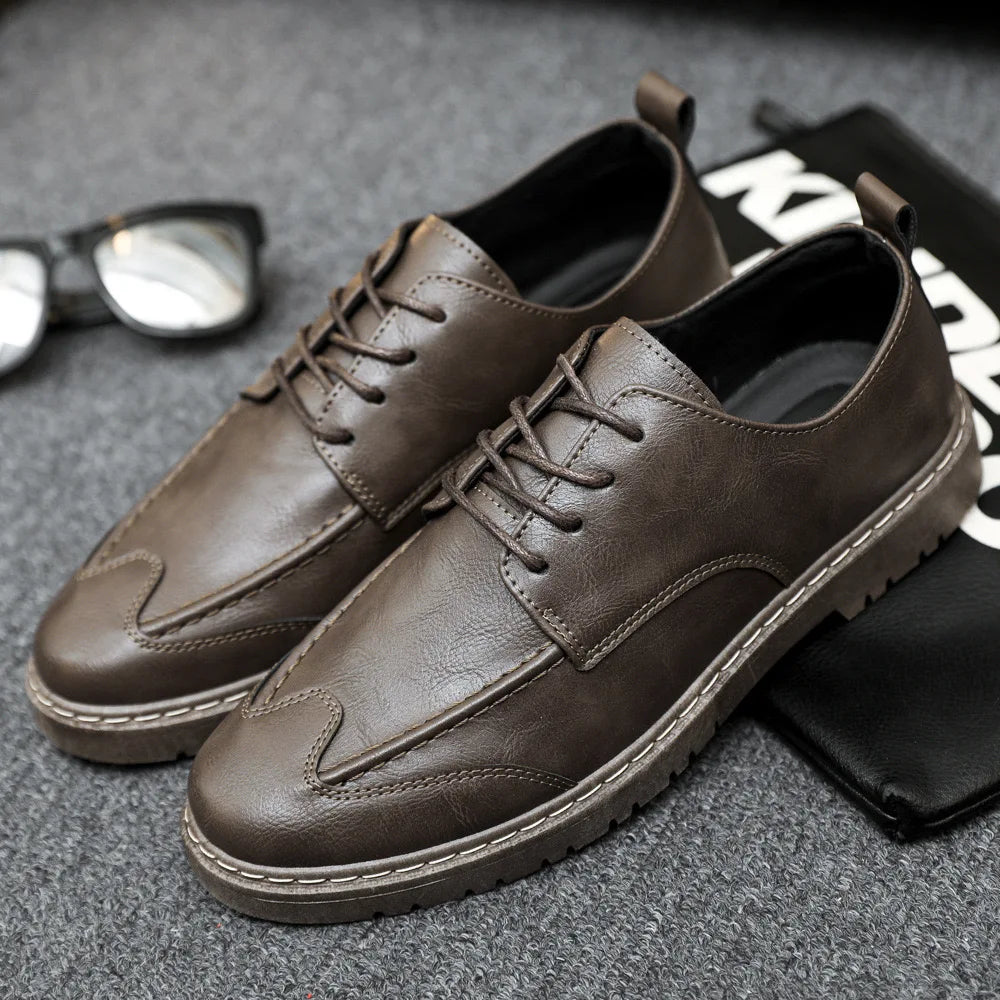 New Leather Casual Shoes for Men British Lace-up Oxford Shoes Men's Classic Business Dress Shoes Men Loafers  Hombre