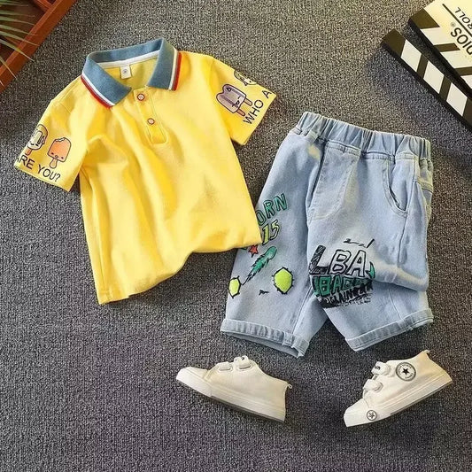 Summer Children's Boy Clothing Tracksuit for Boy Short -sleeved 3 4 5 6 7 8 9 10 11 12 13 14 15 Years Korean Boy Summer Clothes