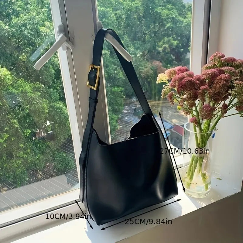 Women Shoulder Bag Solid Fashion Handbag Crossbody Bag Women's Minimalist PU Leather Bag