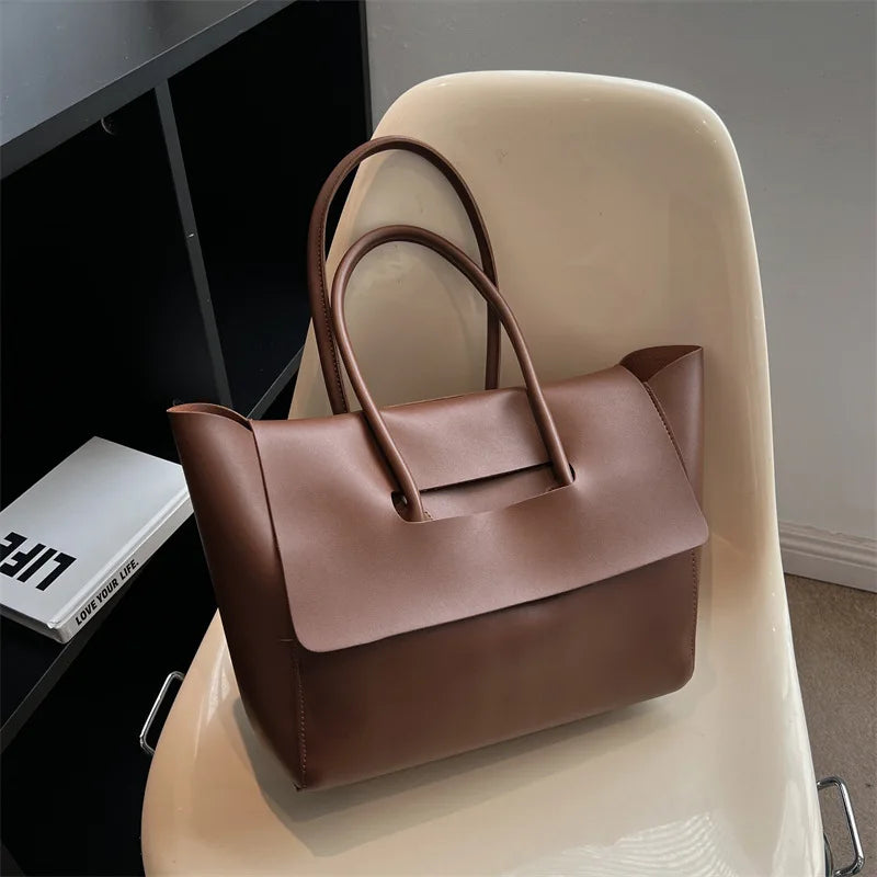 Women Shoulder Bags  Large Capacity Handbags Simple Retro Tote Bags Solid Color Famous Brand High Quality Bags