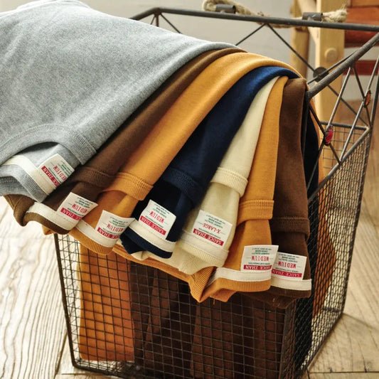 Tops & Tees Men's T-shirt Summer Short Sleeve 5 Colors Pure Cotton  Anti-deformation Double-woven fabric 340g