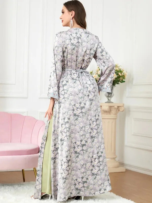 2 Piece Set Muslim Clothing Suit Formal Dress Women Robe Elegant Female Dresses Wedding Kaftan Islamic Jalabiya