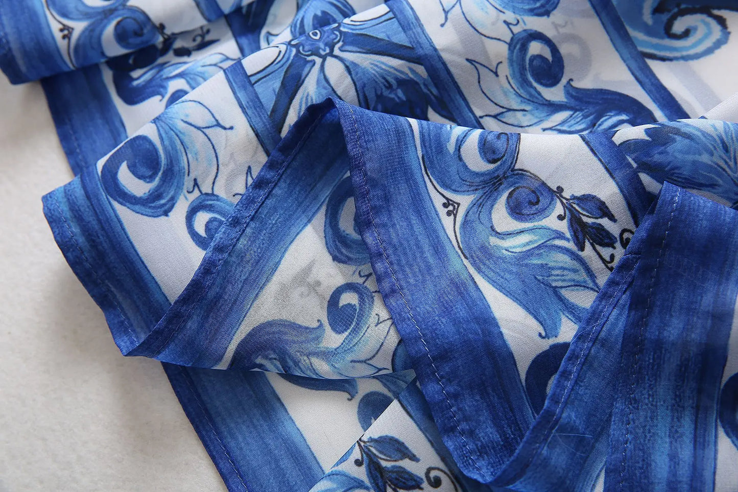 Designer Inspired Runway Fashion Summer  Women's Blue Floral Printed Bohemian Maxi Wrap Dress