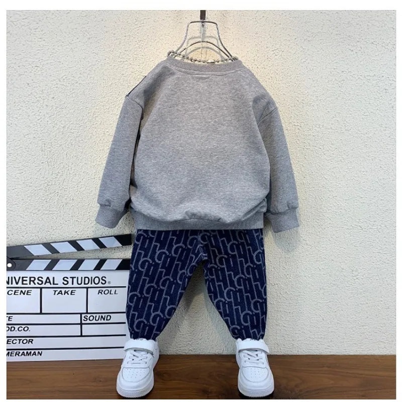 Autumn hooded+pant 2pcs Children teenage Boy Sets Kid Clothes Casual Boys Clothing Costume