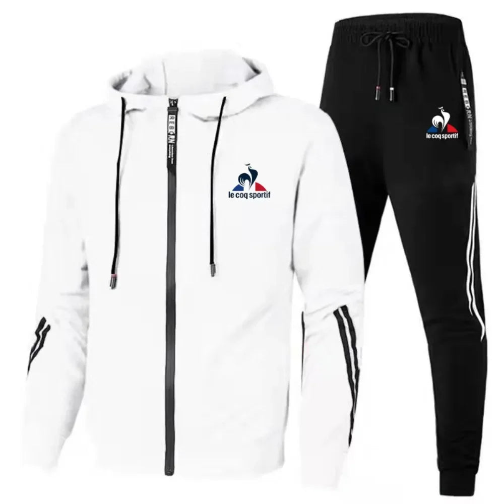 Men's Sets Sportswear Suit Spring Autumn Jogging Tracksuit Fashion Printed Zipper Hoodies + Drawstring Sweatpants 2-piece Set