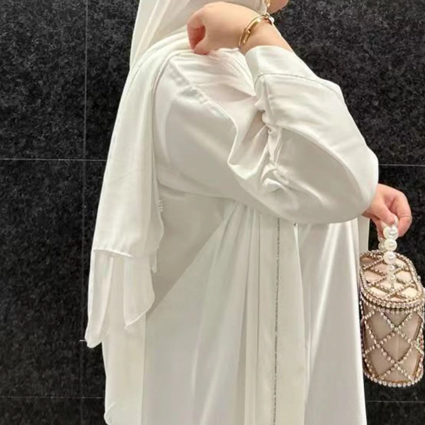 Satin Open Abaya Kimono Muslim Outwear Plain Hijab Abayas for Women Dubai Luxury Turkey Caftan Robe Ramadan Eid Islamic Clothing