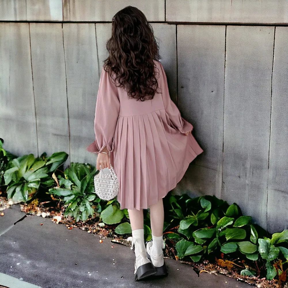 Baby Kids School Outfits Girls Pink Dress Kids Party Dresses Spring Autumn Long Sleeve Children's Clothing
