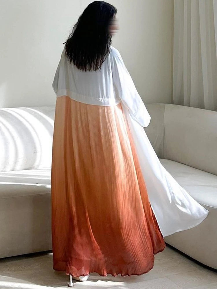 Abaya for Women Pleated Chiffon Abayas Party Dress Maxi Vestidos Kaftan Long Robe