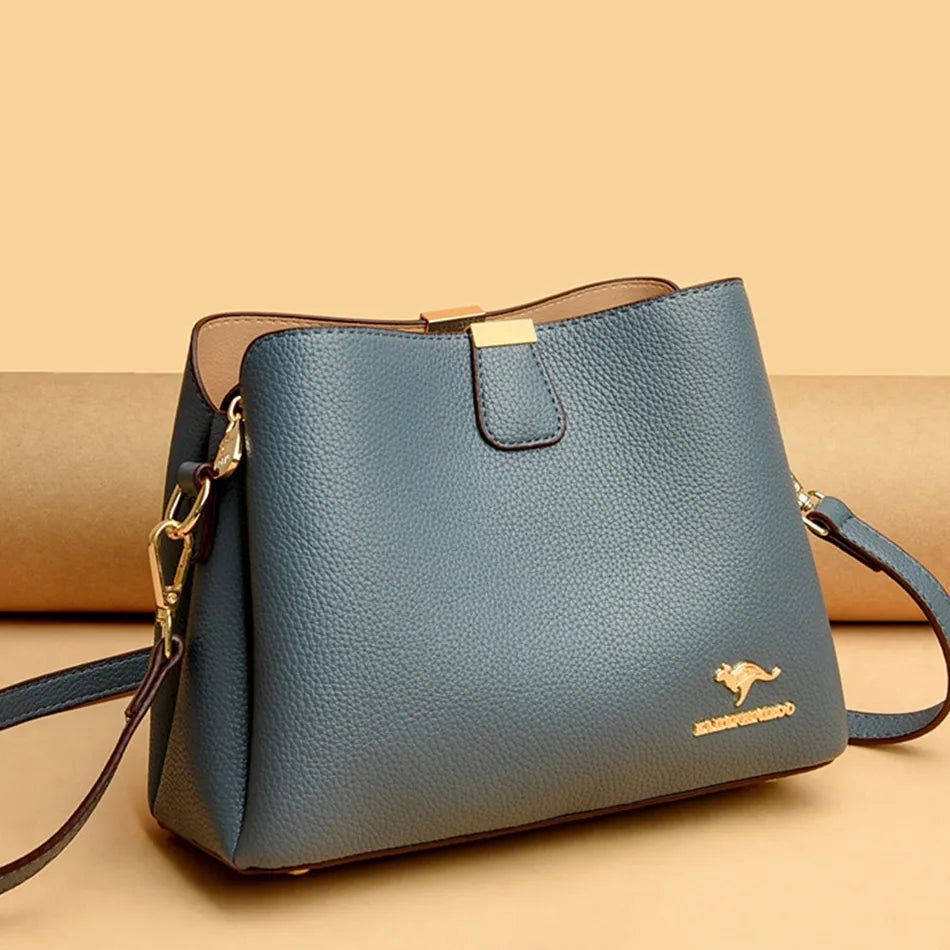 Luxury High Quality Leather Women's Handbag Purses 3 Layers Multifunctional Ladies Shoulder Messenger Bags Sac Femme