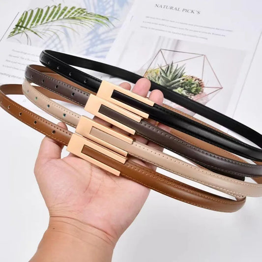 Waist Belt Simple Alloy Buckle Thin Dress Coat Decorative Waistband Pu Leather Skinny Waist Straps Women